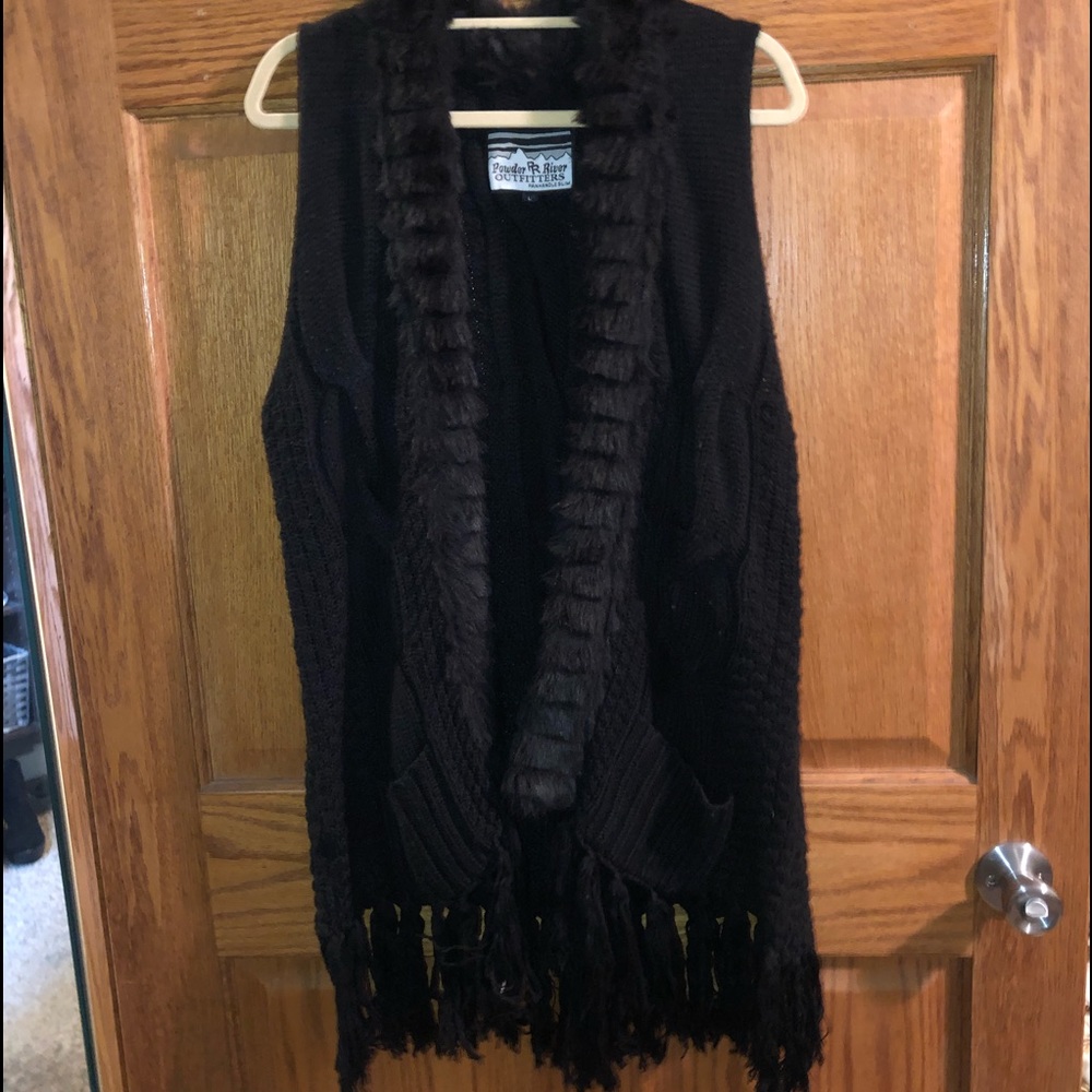 Powder Rivers Outfitter Black Fringe sweater vest